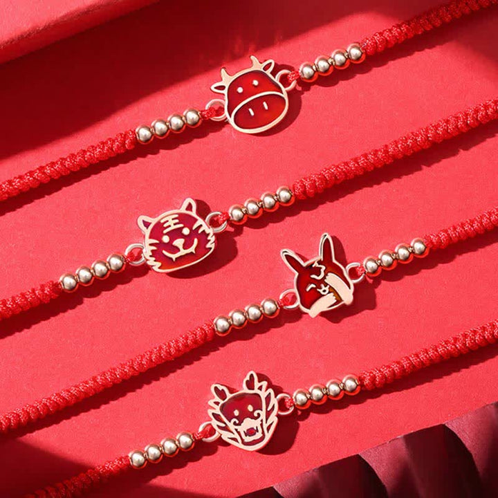 Pulsera de hilo rojo con Buddha Stones de plata de ley 925, zodíaco chino, suerte, fe, decoloración