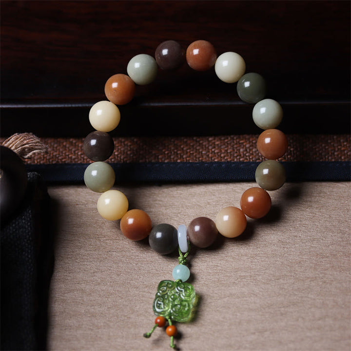 Pulsera de la paz con dije de cristal Liuli, semilla de Bodhi, gradiente multicolor Natural, Buddha Stones