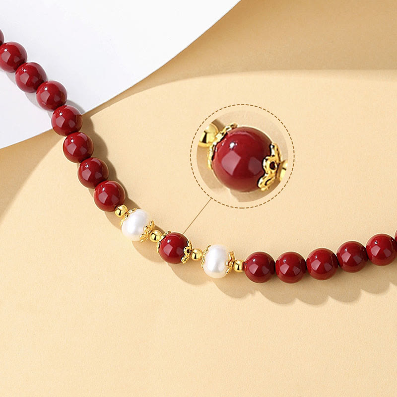 Juego de joyas de plata de ley 925 con Buddha Stones, perlas de cinabrio naturales, colgante, pulsera, pendientes