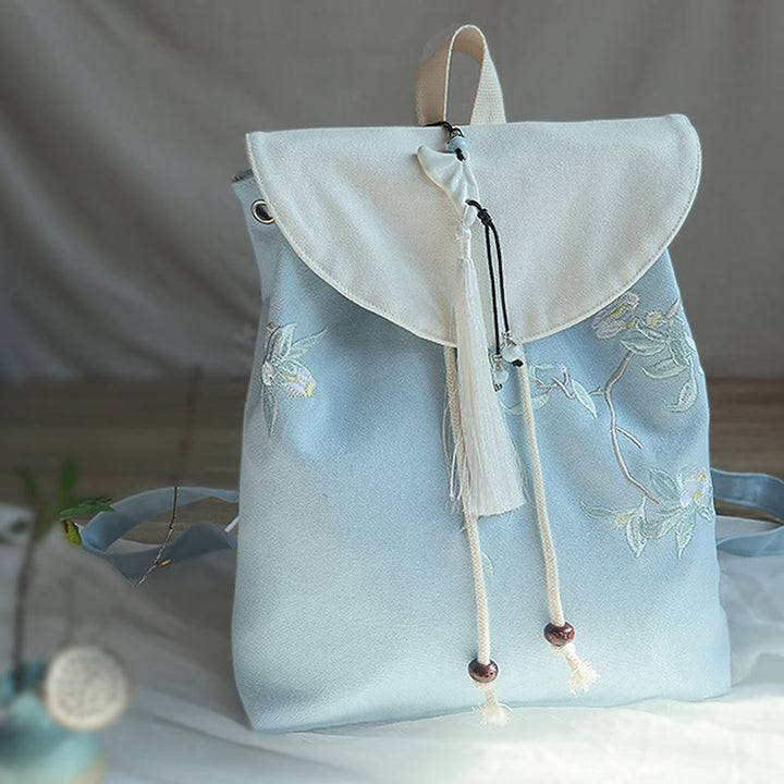 Mochila de lona de gran capacidad bordada hecha a mano con Buddha Stones