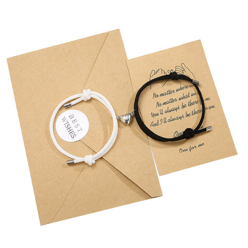 Pulsera de fuerza de cuerda de pareja magnética de amor de 2 piezas