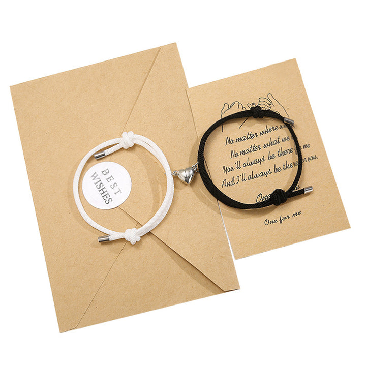 Pulsera de fuerza de cuerda de pareja magnética de amor de 2 piezas