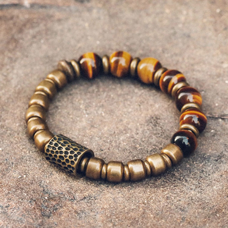 Pulsera de protección de cobre con piedra de ojo de tigre de Buddha Stones - 17-17,5 cm - image 0