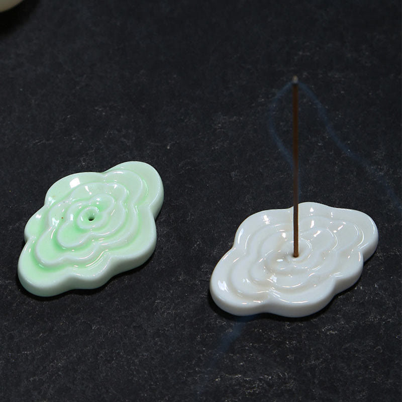 Buddha Stones, Mini diseño de nubes propicias, palo curativo, decoración de quemador de incienso pequeño de cerámica