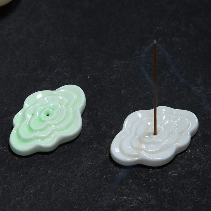 Buddha Stones, Mini diseño de nubes propicias, palo curativo, decoración de quemador de incienso pequeño de cerámica