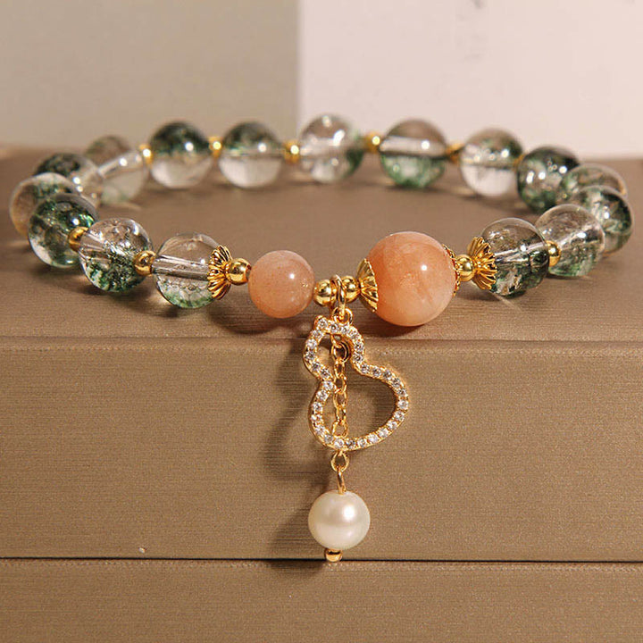 Pulsera de confianza con dije de calabaza fantasma verde de Buddha Stones