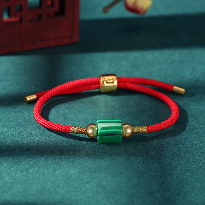 Pulsera de cuerda trenzada hecha a mano con Buddha Stones, Aventurina verde, piedra roja, malaquita, protección de la suerte, Tíbet