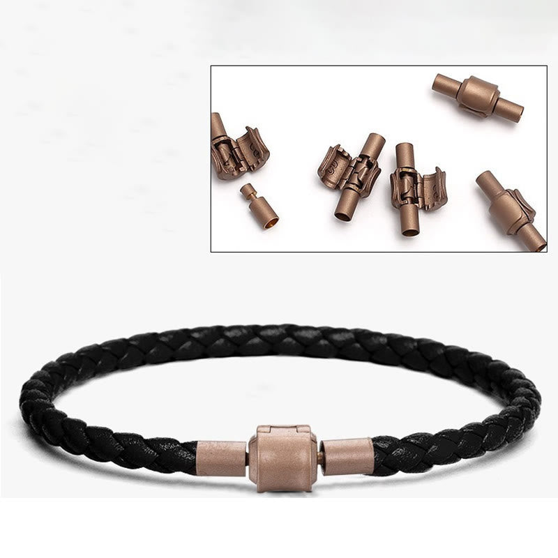 Pulsera de cuerda trenzada de la suerte con cuerda de cuero vintage de Buddha Stones