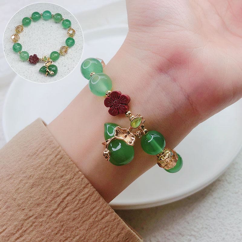 Pulsera de confianza con cuentas de flor de cinabrio de calabaza de ágata roja Natural con Buddha Stones