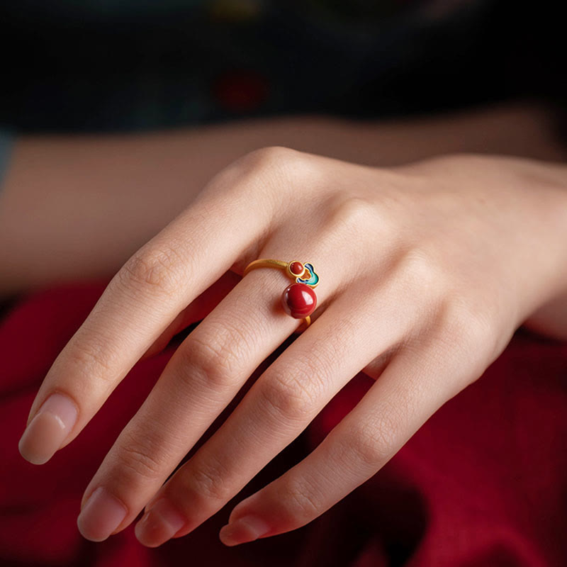 Juego de anillos y pendientes con colgante de ágata roja y cinabrio chapado en plata de ley 925 con Buddha Stones
