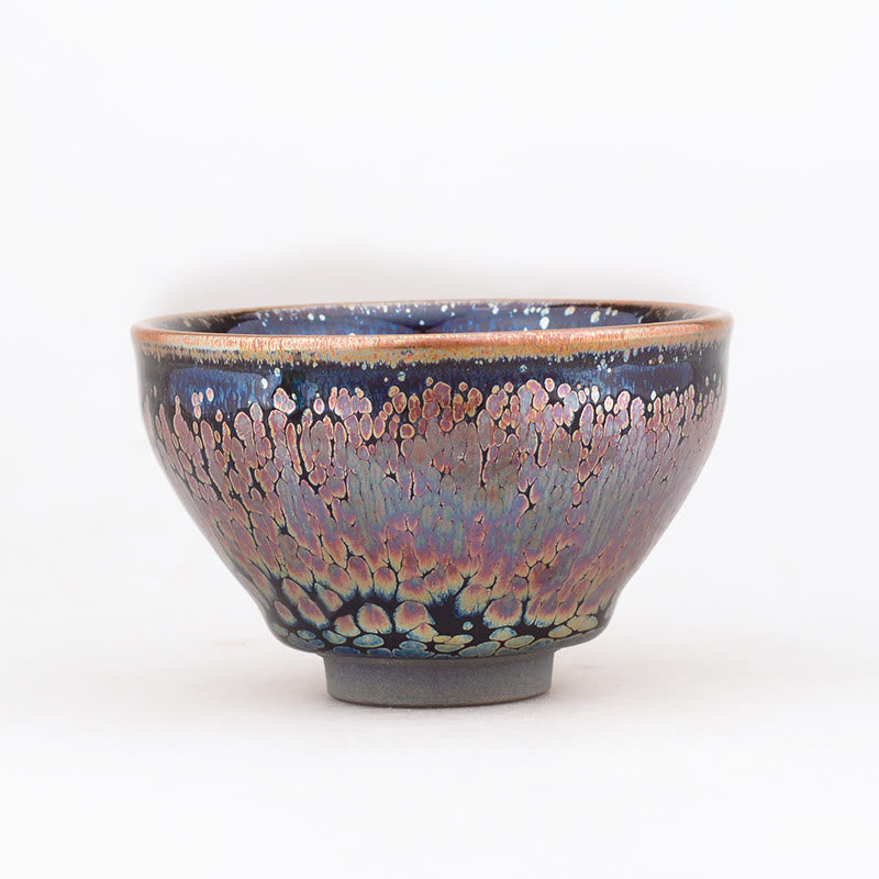 Taza de té de cerámica china Jianzhan, diseño de planta suculenta hecha a mano con Buddha Stones, taza de té Tenmoku Kung Fu