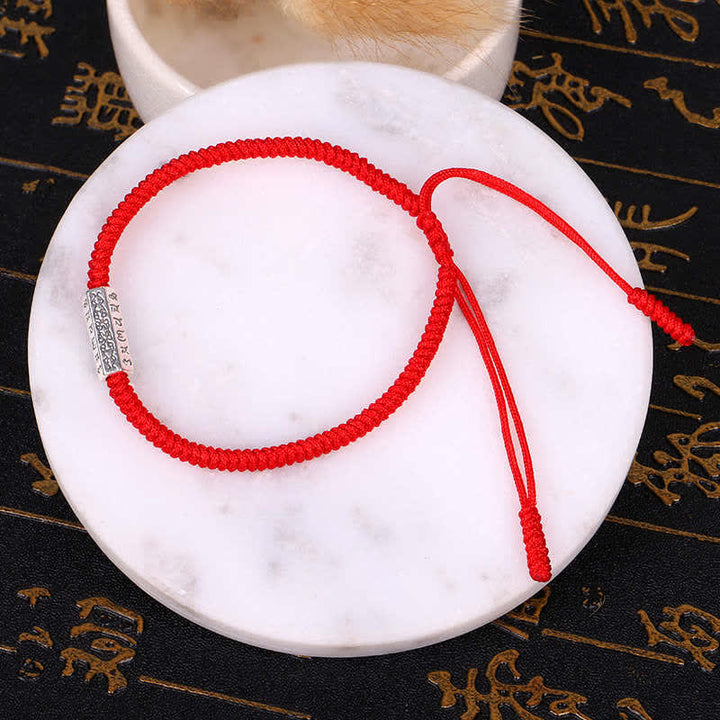 Pulsera de hilo rojo con Buddha Stones Om Mani Padme Hum, protección de la suerte