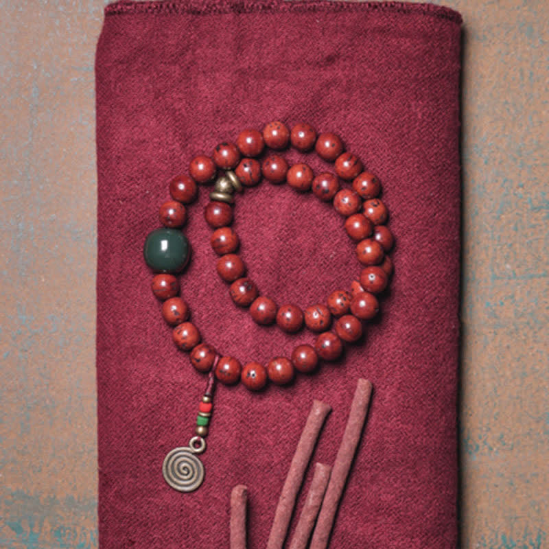 Pulsera de la suerte de la paz del cobre del jade cian de la semilla de Bodhi