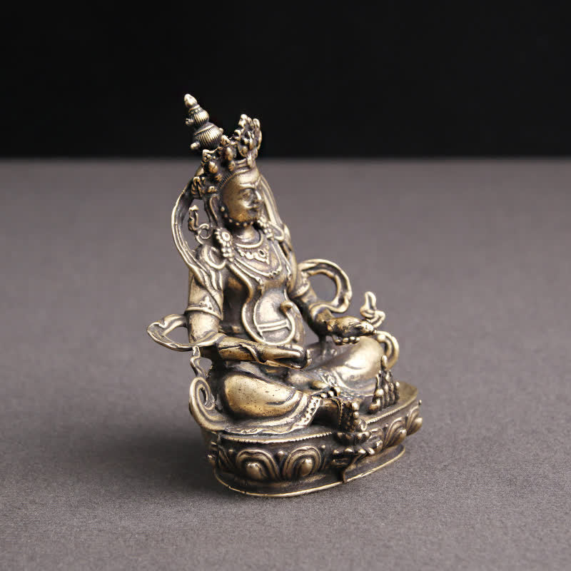 Estatuilla amarilla de Jambhala Bodhisattva, estatua de cobre de serenidad, decoración