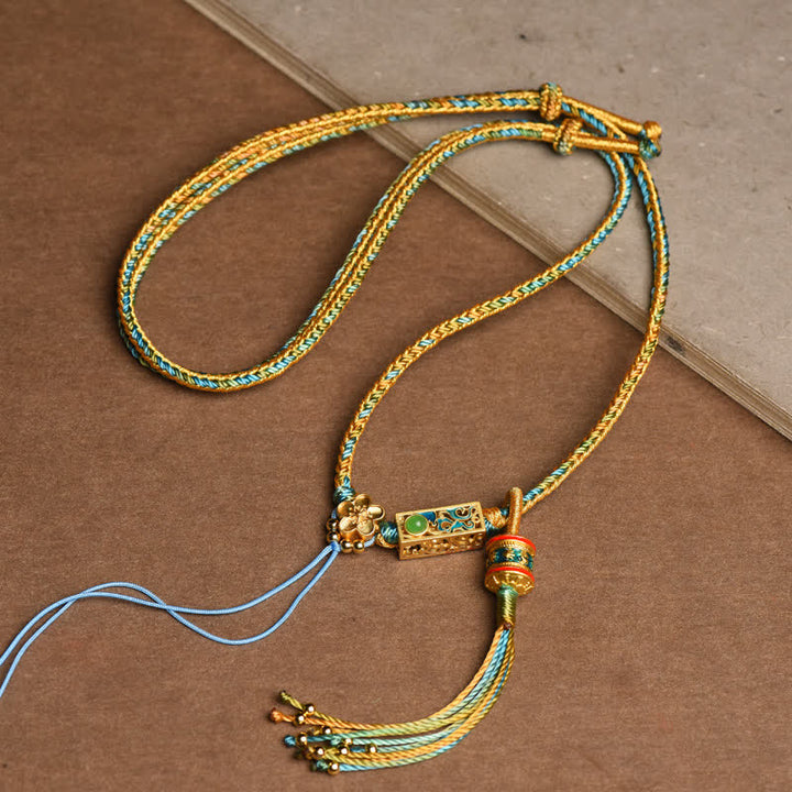 Colgante de collar de riqueza de cobre con cadena colorida de Buddha Stones