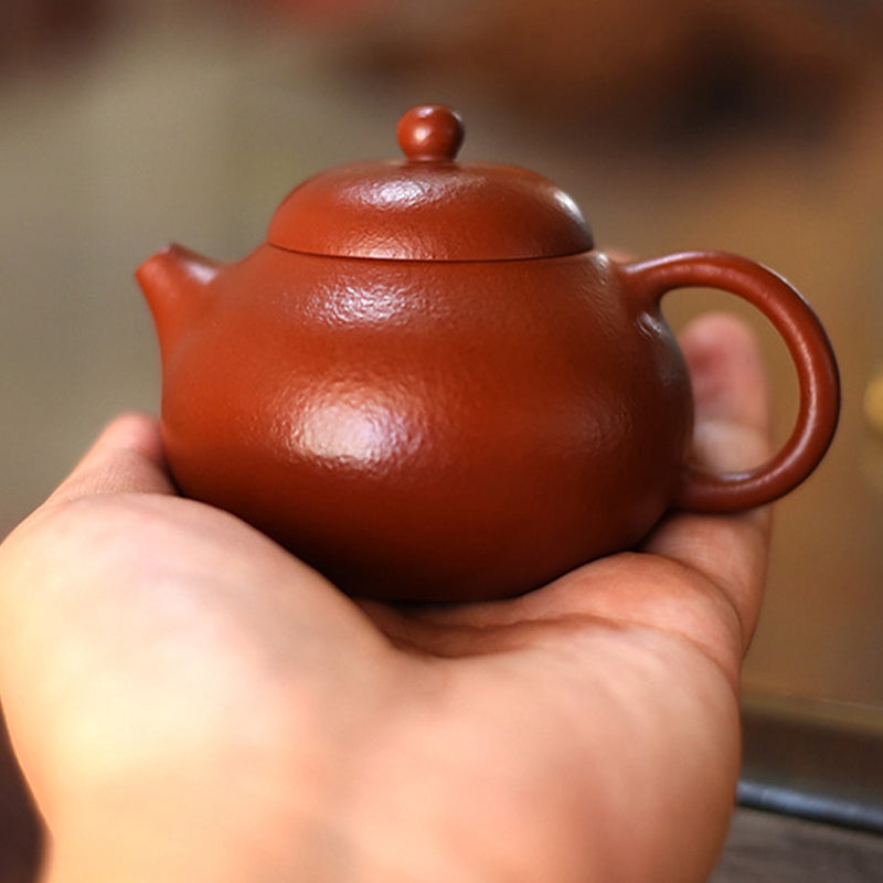 Tetera de kungfú de arcilla púrpura marrón Wen Dan hecha a mano con Buddha Stones Yixing