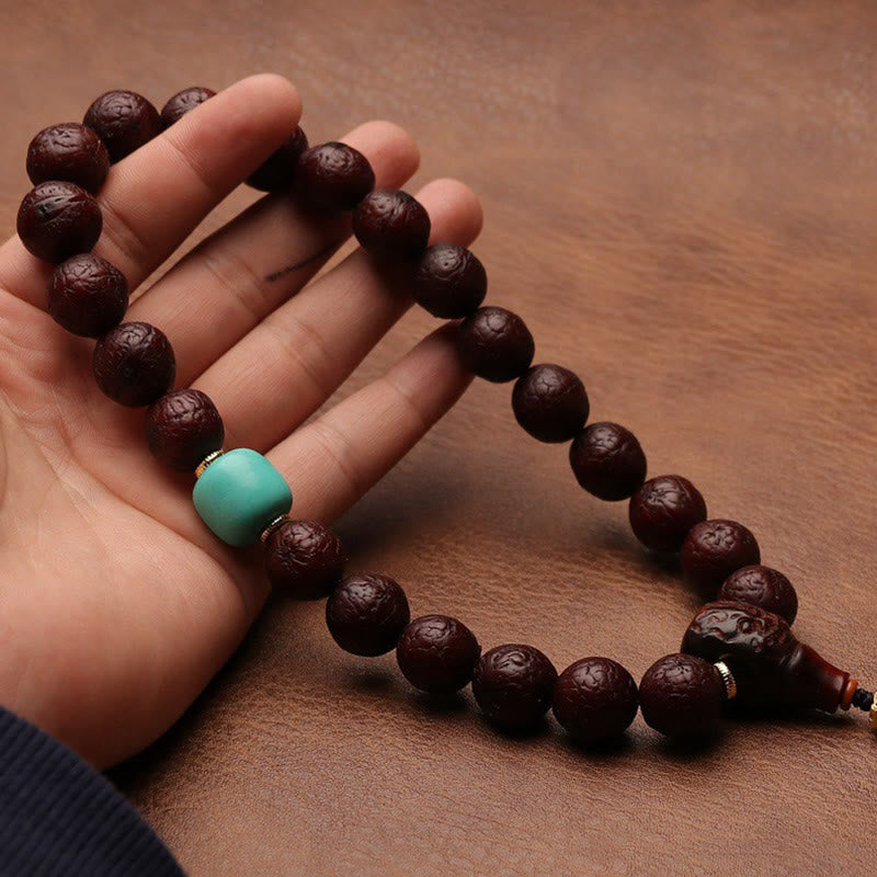 Cuenta de ágata de semilla de Bodhi tibetana, abalorio de borla de suerte y riqueza, Mala para muñeca