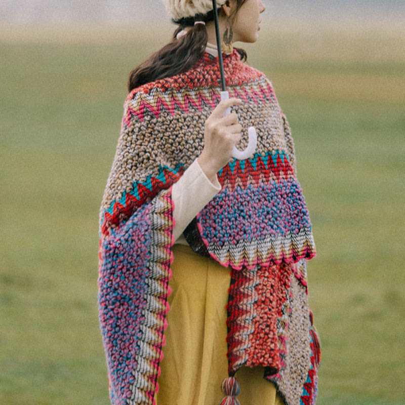 Chal tibetano con Buddha Stones , capa cálida, bufanda tibetana con borlas - image 1
