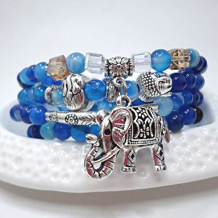 Buddha Stones Pulsera de ágata natural con forma de elefante y Buda de la esperanza - image 3