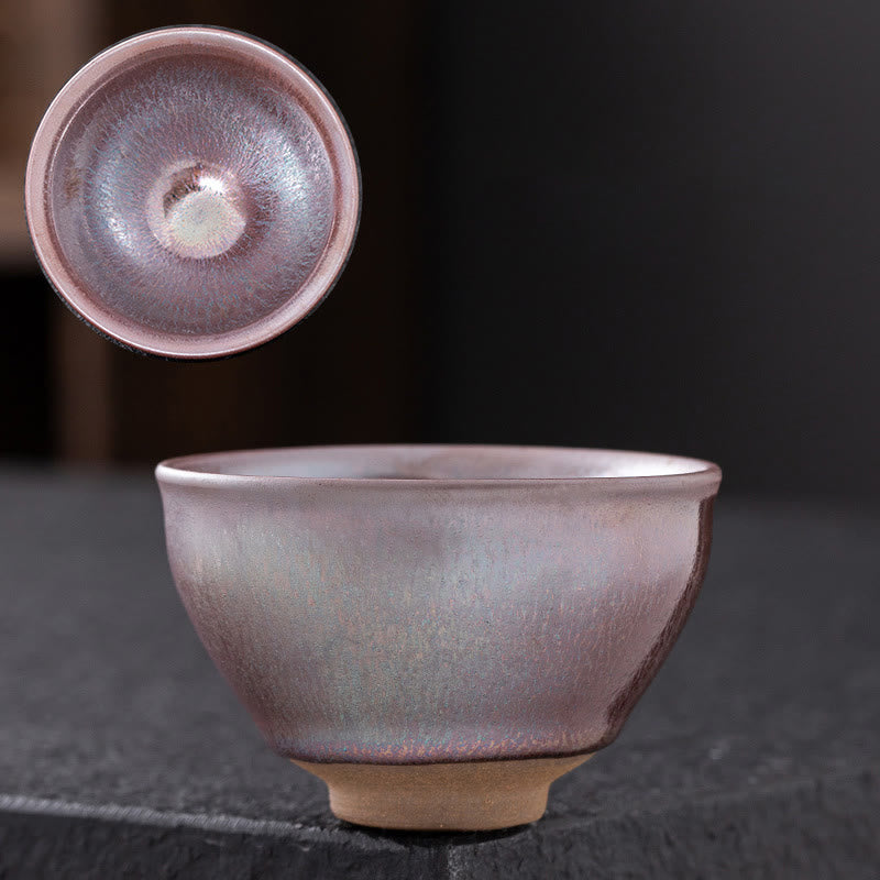 Taza de té de porcelana Jianzhan de oro rosa chino con Buddha Stones , taza de té de Kung Fu