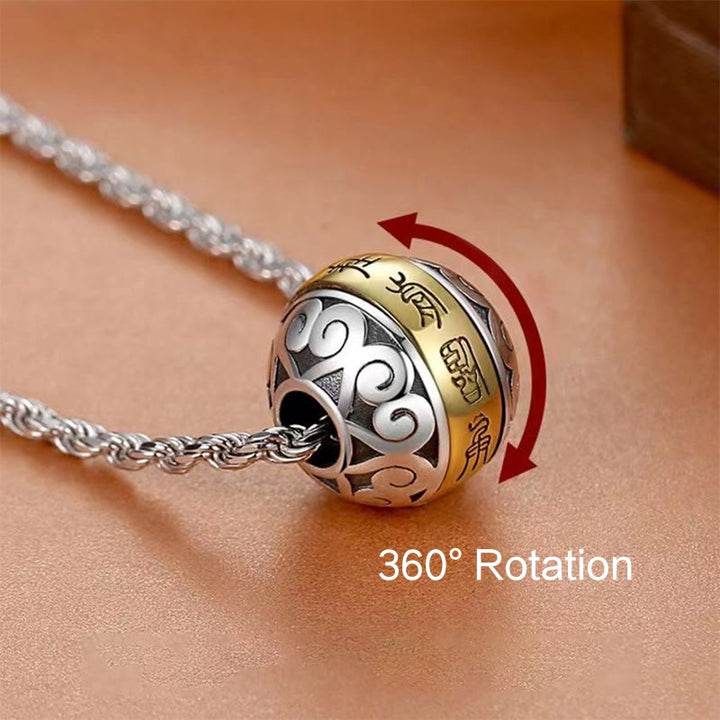 Buddha Stones taoísta Mantra de nueve caracteres grabado amuleto equilibrio collar colgante giratorio