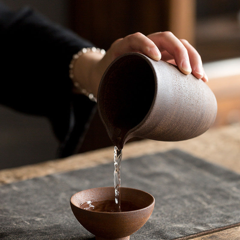Taza de té de cerámica marrón Retro hecha a mano con Buddha Stones, taza de té de Kung Fu