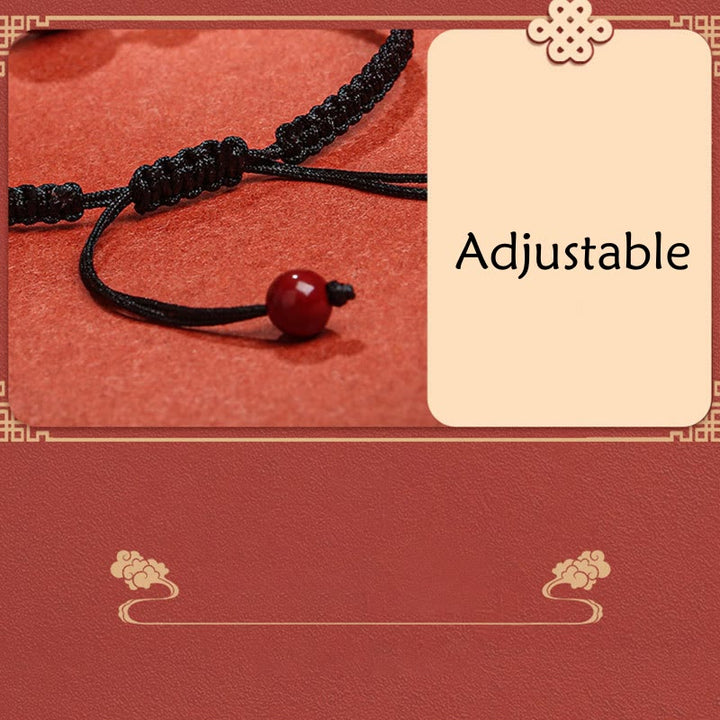 Pulsera de cuerda de bendición con hebilla de paz de cinabrio natural con Buddha Stones