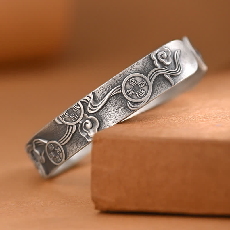 Pulsera tibetana PiXiu de cobre con monedas y riqueza, brazalete ajustable