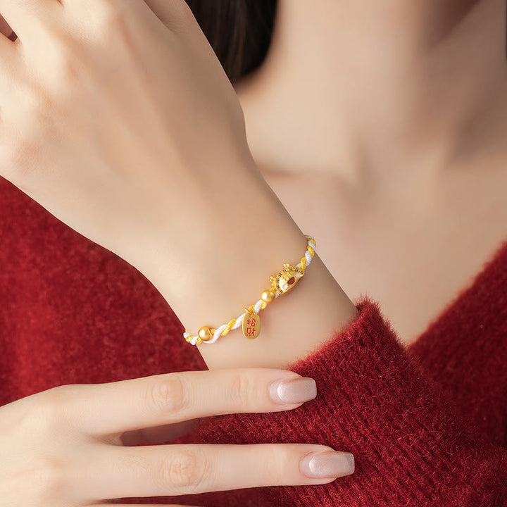 ❗❗❗Una oferta flash: pulsera trenzada con Buddha Stones de plata de ley 925 con diseño de bola de masa del año del dragón que atrae la suerte y la fortuna