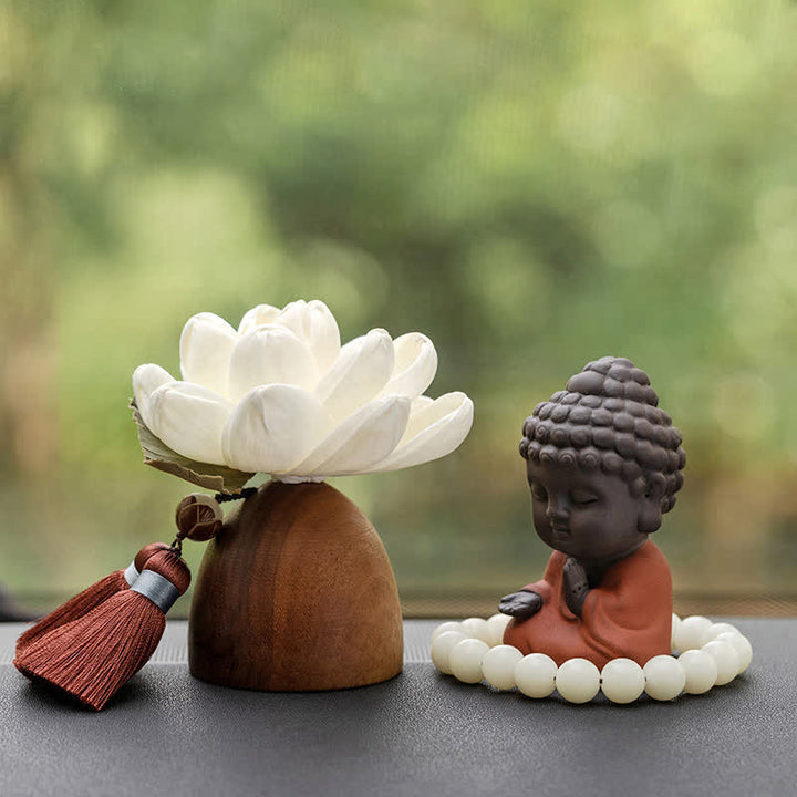 Decoraciones de cura calmante de flor de Buda de madera de melocotón negro - image 3