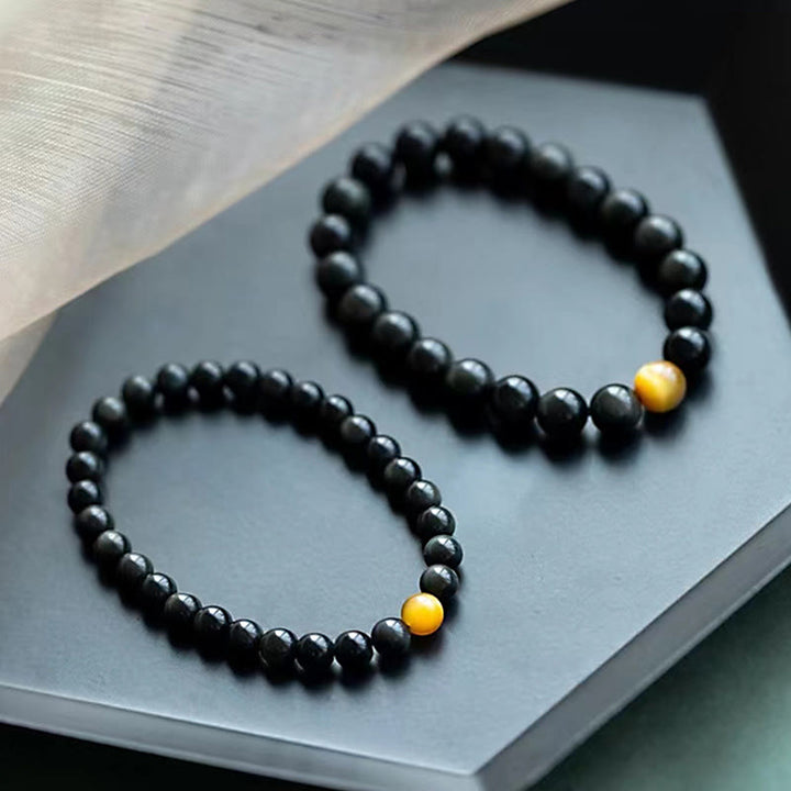 Pulsera de amor positivo con ojo de tigre y obsidiana arcoíris natural con Buddha Stones