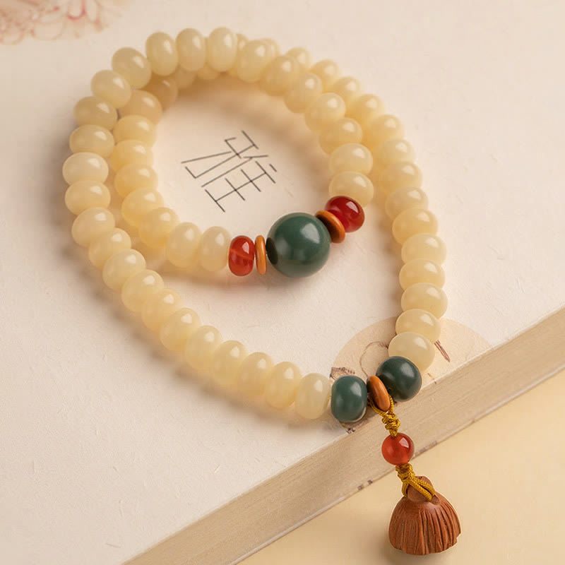 Pulsera de doble vuelta con diseño de vaina de loto y semillas de Bodhi de Buddha Stones