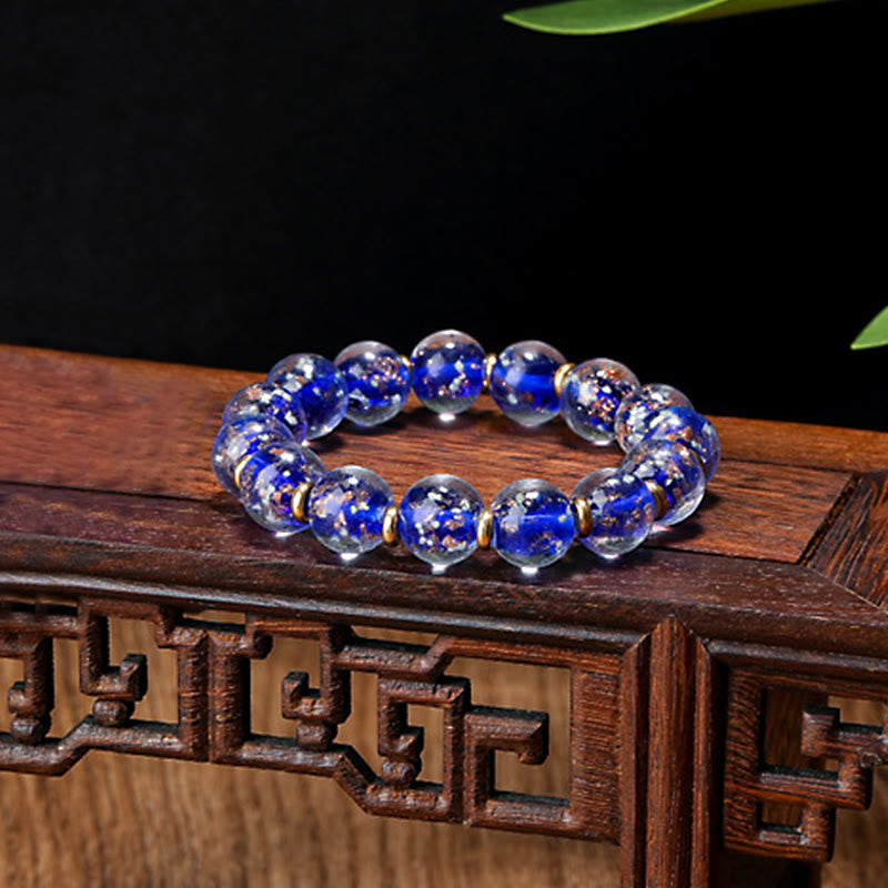 Pulsera de éxito con cuentas de cristal Liuli fluorescentes luminosas con abalorio familiar de bestia tragadora de oro con Buddha Stones