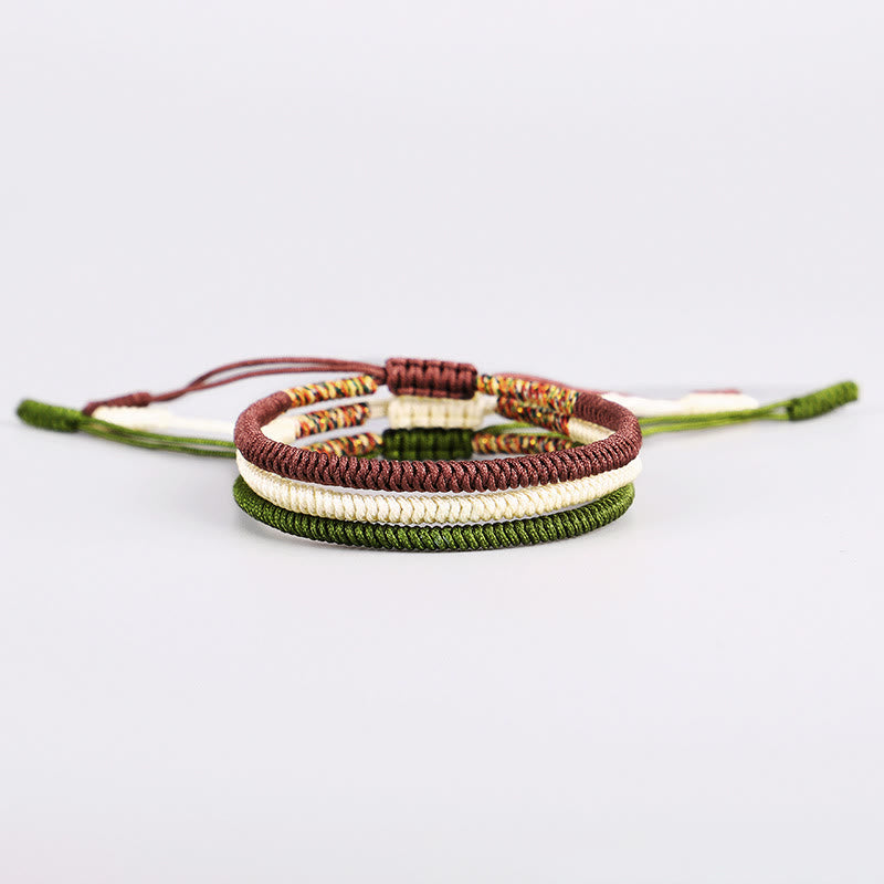 Buddha Stones, 3 uds., pulsera tibetana hecha a mano, multicolor, con nudo de la suerte, auspicioso