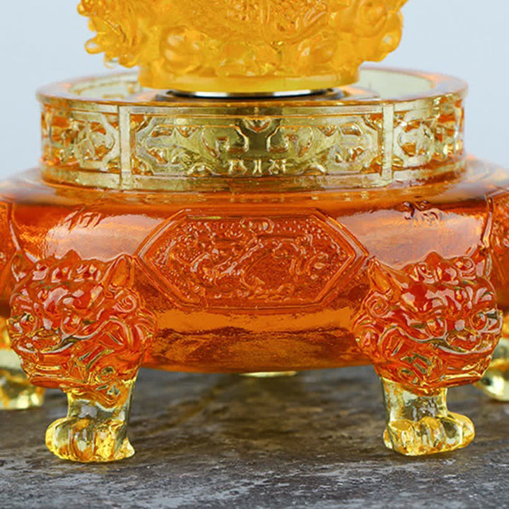 Buddha Stones Feng Shui dragón auspicioso hecho a mano Liuli cristal giratorio pieza de arte suerte decoración de la Oficina del hogar