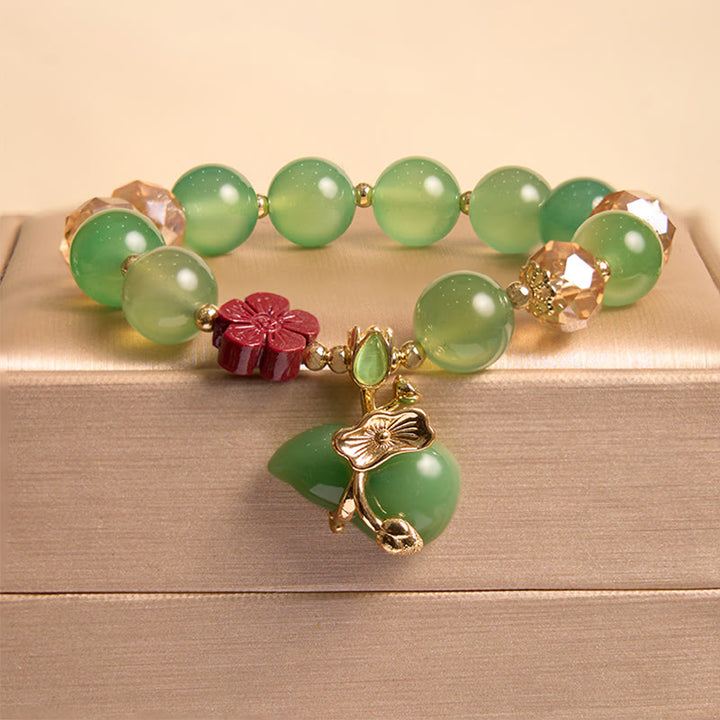Pulsera de confianza con cuentas de flor de cinabrio de calabaza de ágata roja Natural con Buddha Stones