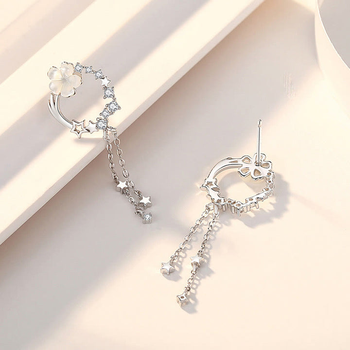 Juego de pendientes con colgante de collar de amor de mariposa y flor de plata de ley 925 con Buddha Stones