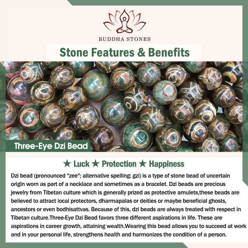 Buddha Stones tibetanas Dzi de nueve ojos, cuentas Dzi de tres ojos, cuentas de vidrio Liuli, pulsera de riqueza