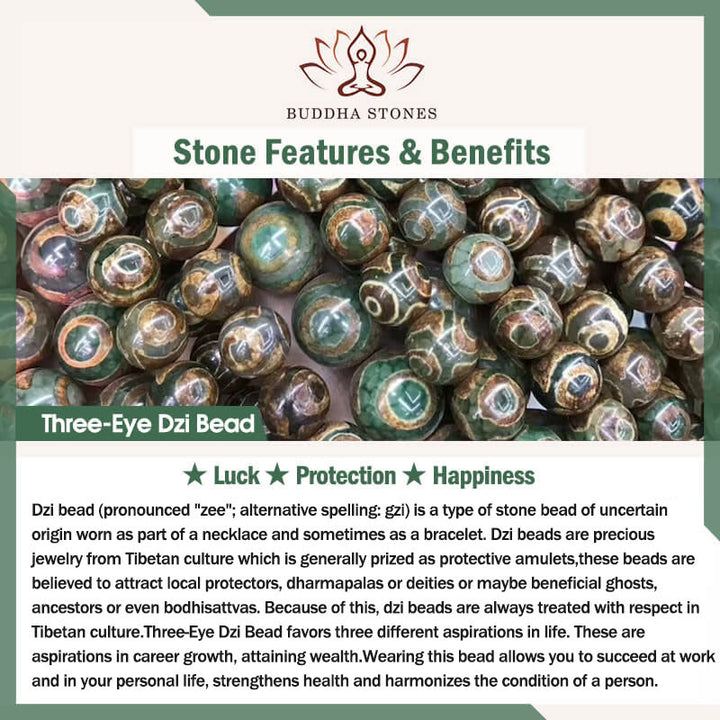 Buddha Stones tibetanas Dzi de nueve ojos, cuentas Dzi de tres ojos, cuentas de vidrio Liuli, pulsera de riqueza