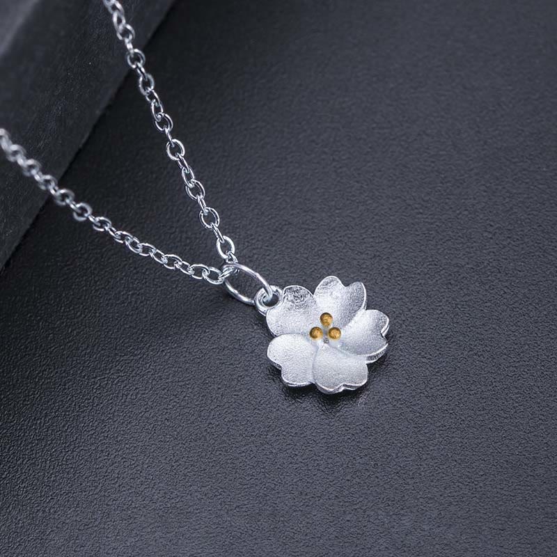 Colgante de plata de ley 925 con Buddha Stones , flor de cerezo, bendición de flores