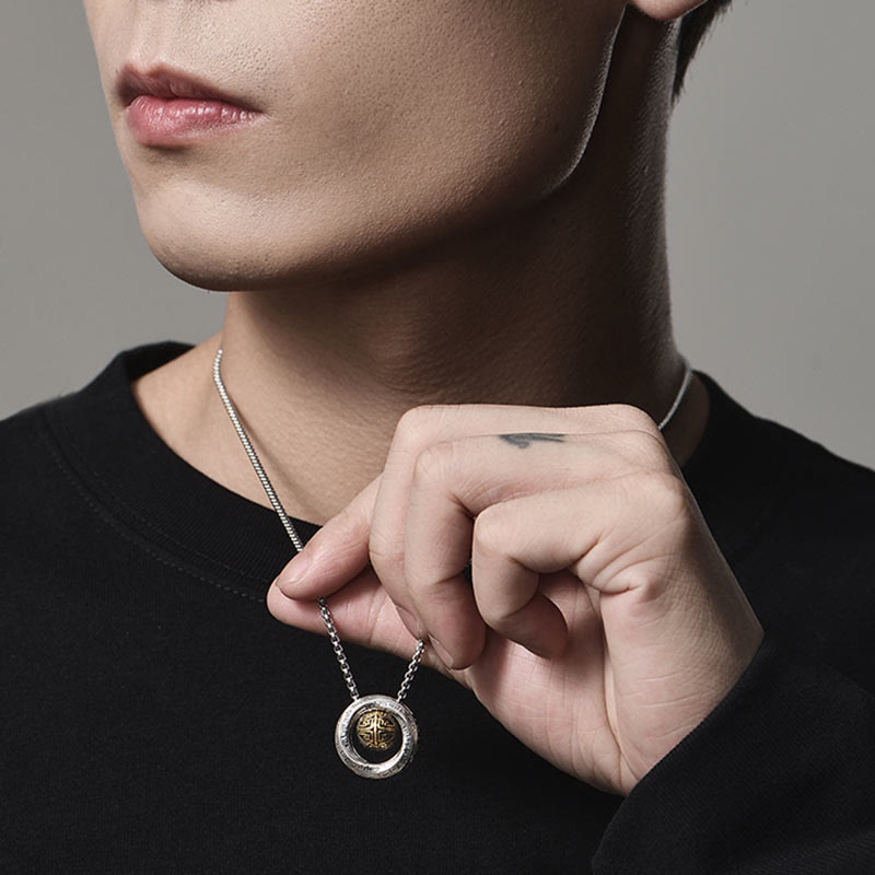 Colgante de collar de riqueza de cobre con cuentas de la suerte Mobius de Buddha Stones