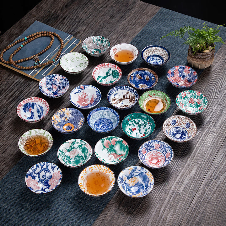 Taza de té de Buddha Stones, flores, carácter Fu, montañas, loto, flores de cerezo, taza de té de Kung Fu