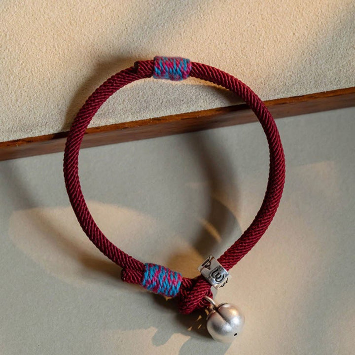 Pulsera trenzada de plata de ley 925 con Buddha Stones, Om Mani Padme Hum tibetano hecho a mano, amuleto de caqui, protección de la suerte - Rojo (circunferencia de la muñeca 14-18 cm) - image 5