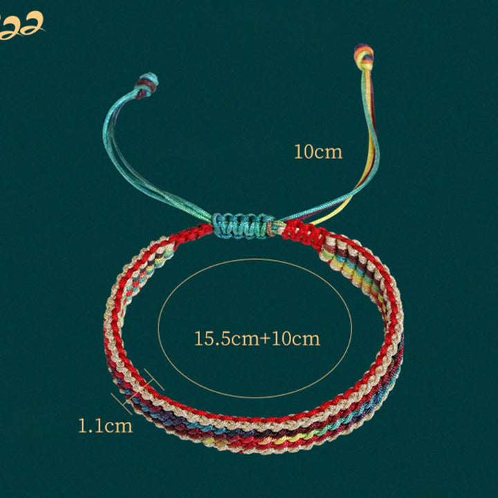 Pulsera de hilo trenzado con protección multicolor de arcoíris hecha a mano con Buddha Stones del Tíbet