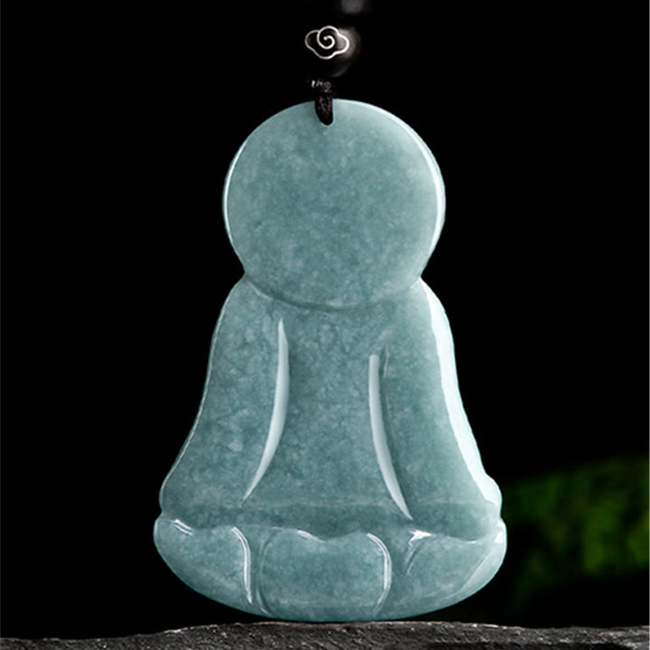 Buddha Stones Amitabha Buda Natural Jade Lotus Amuleto Compasión Cadena Collar Colgante - image 6