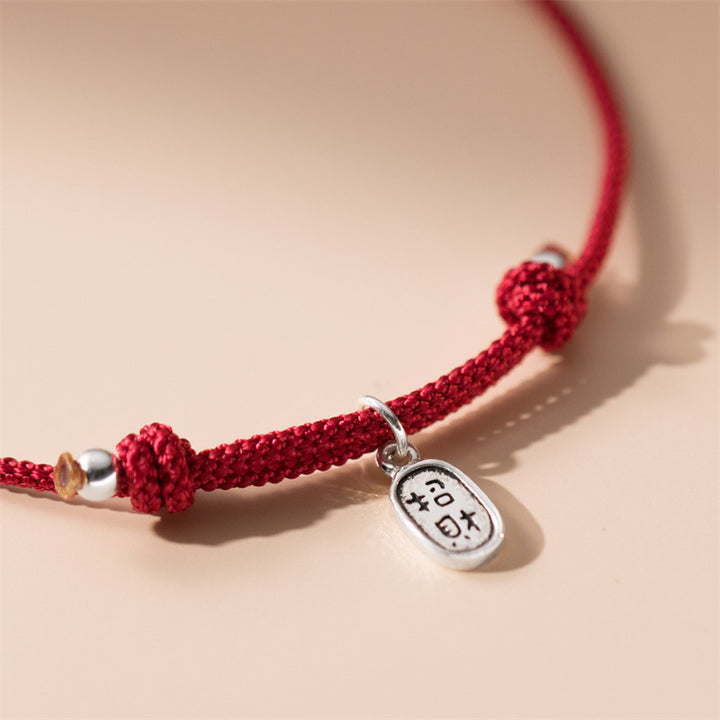 Pulsera de cuerda roja colorida con Buddha Stones de plata de ley 999, diseño de bambú de la suerte, atrae la fortuna