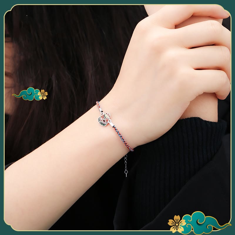 Pulsera hecha a mano multicolor con Buddha Stones de plata de ley 925 con patrón Zongzi de la suerte