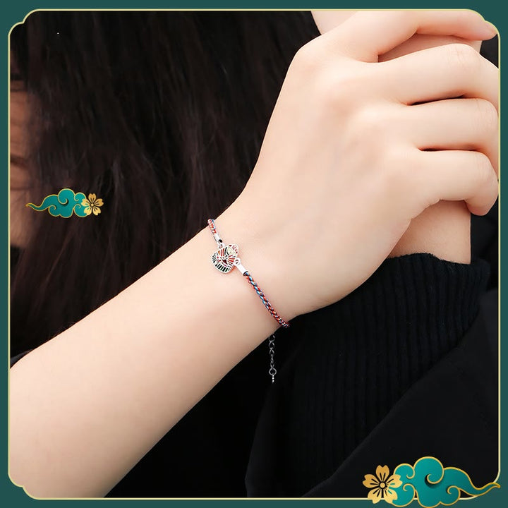 Pulsera hecha a mano multicolor con Buddha Stones de plata de ley 925 con patrón Zongzi de la suerte