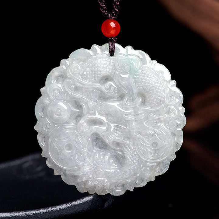 Collar de protección de dragón de jade blanco con Buddha Stones, colgante de cadena - image 6