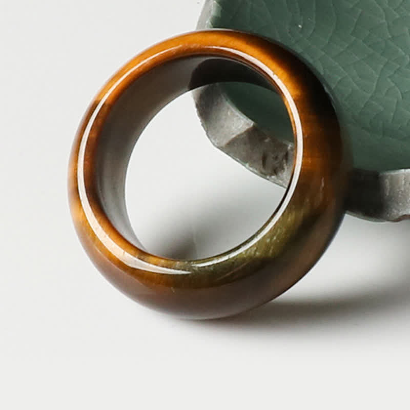 Anillo de protección de fuerza de piedra de ojo de tigre de Buddha Stones